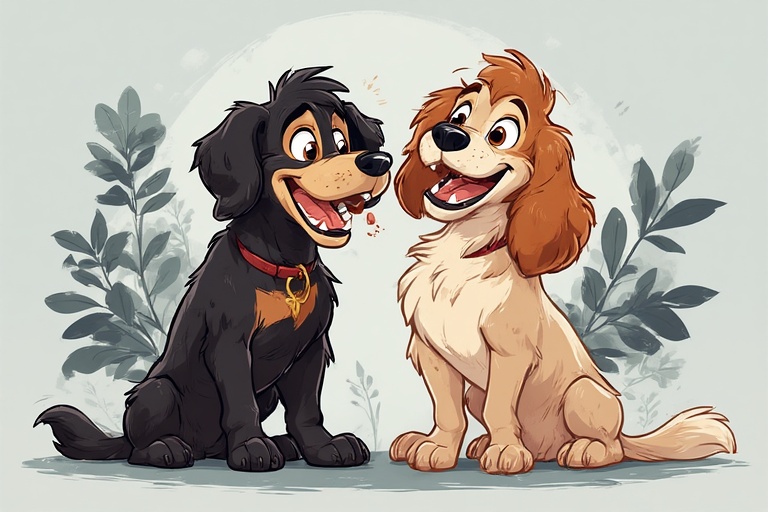 Deux chiens jouant ensemble